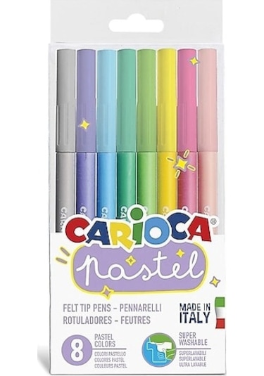 Carioca Pastel Renkler Yıkanabilir Keçeli Boya Kalemi 8'li