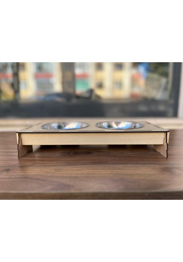 Pati Tasarımlı Ahşap Evcil Hayvan Mama Kabı