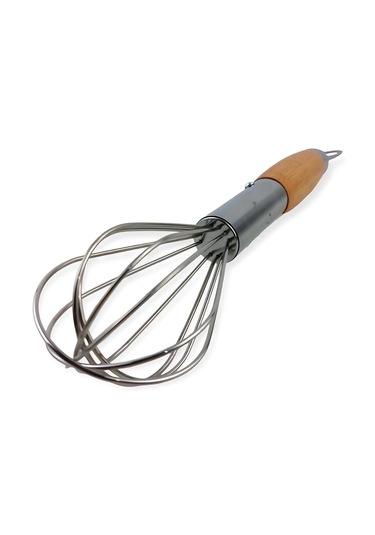 Dekorasyaa Ahşap Saplı Açacaklı Çırpıcı 304 Paslanmaz Çelik Yumurta Ve Sos Çırpıcı Çırpma Teli 31cm Çelik