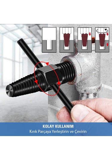 Çift Taraflı Ters Kılavuz Hasarlı Cıvata Vida Boru Çıkarıcı