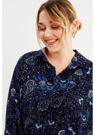 Uzun Kollu Gömlek Tunik-lacivert Lacivert