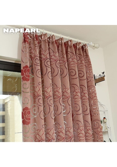 1 Adet Napearl Çiçek Klasik Jakarlı Kanca Tipi Pencere Perdesi W100cm X L130cm Beyaz