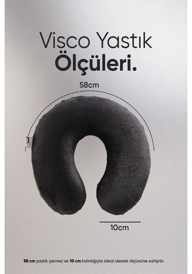 Ortopedik Seyahat Yastığı - Visco Seyahat Boyun Yastığı - Ortopedik Boyunluk Antrasit Beyaz