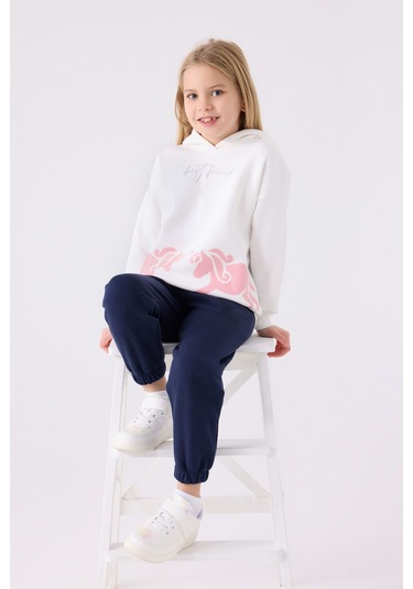 Kız Çocuk Eşofman Takımı Krem