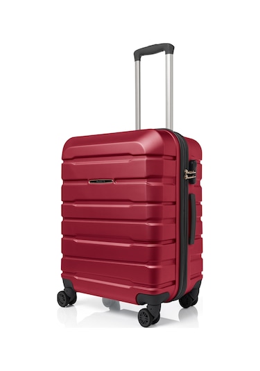 Unisex 4 Tekerli Kilitli Kabin Boy Valiz Bavul Bordo