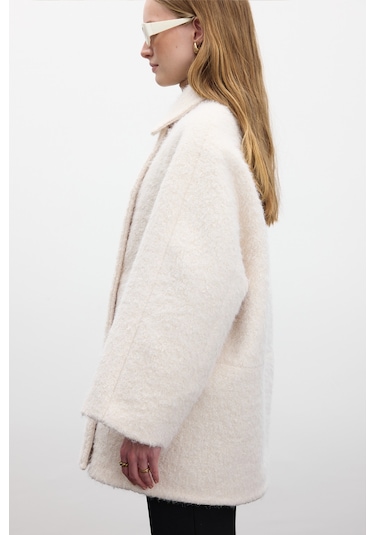 Kruvaze Kapama Kaşe Kaban Ekru Ekru