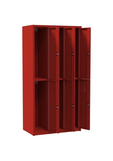Metal Soyunma Dolabı 6 Kişilik İşçi Soyunma Dolabı Kırmızı