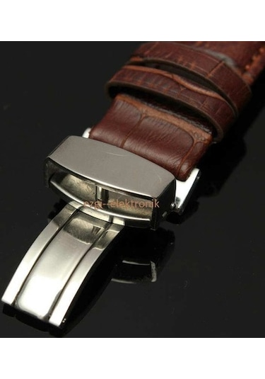 Bizon Deri Saat Kayışı 20Mm Spor Kahverengi Klipsli Saat Kordonu (305768342)