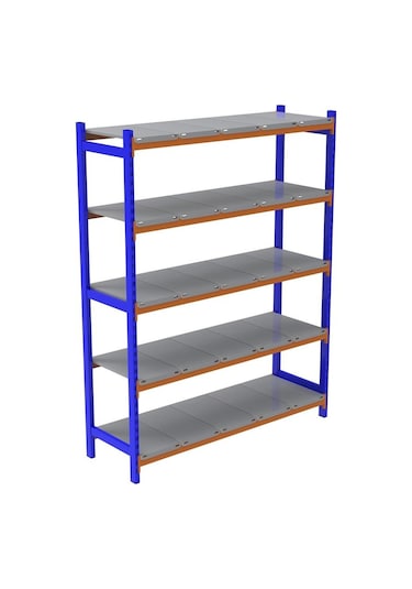 5 Katlı Depo Rafı - 150-300 Kg Taşıma Kapasiteli Hafif Rack Raf 40x120x250 Cm Galvaniz