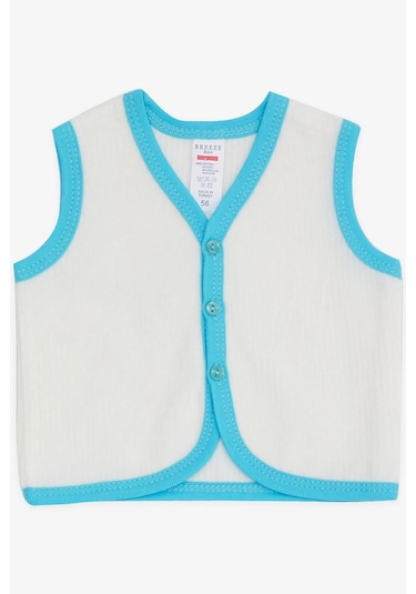 Breeze Erkek Bebek Kadife Yelek Düğmeli 0-3 Ay-9 Ay, Beyaz Beyaz