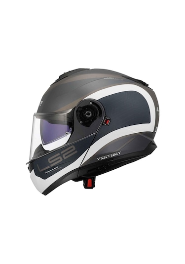 Ls2 Strobe 2 Victory Çene Açılır Kask Mat Gri - Mavi - Kum