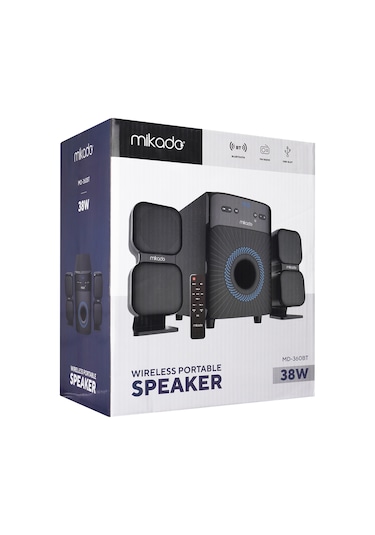 Mikado MD-360BT 2+1 38 W BT/AUX/USB/FM/LED Ekran Multimedya Hoparlör