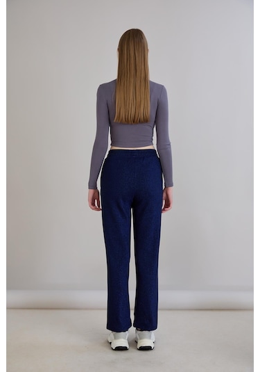 Sortie Collection Simli Örme Pantolon İndigo