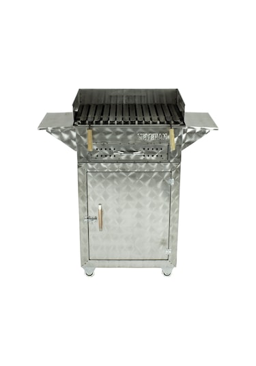 Dolaplı Kanatlı Lama Izgaralı Çekmeceli Mangal (4 Tekerlekli) MTH