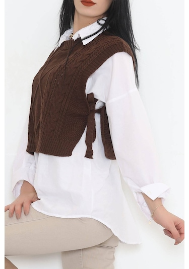 Bensu Store - Püsküllü Süveter Kahve - 355.1577. 001