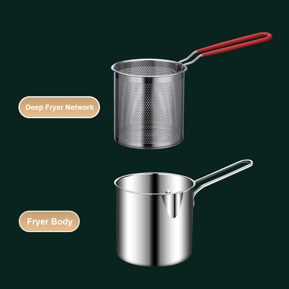 Youtek 304 Paslanmaz Çelik Evcil Küçük Kızartma Tenceri, Yağ Tasarruflu, Elekli, Anti-yanık Kollü, Tüm Ocak Türlerine Uygun, Tek-kişilik/mini Kızartma Tenceri