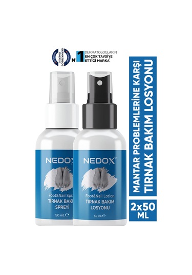 Nedox El Ayak ve Tırnak Mantarları için Pratik Bakım Sprey ve Losyon Seti 2 x 50 ML