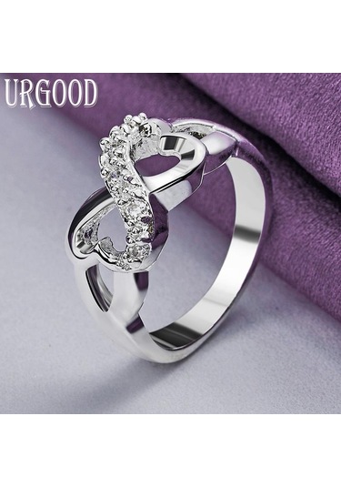 925 Ayar Gümüş Kalp Yay Yüzük Parti Hediye Romantik Takı