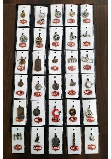 Göktürk Kurt Başlı ve Türk Baskılı Deri Bileklik - Kolye Çok Renkli