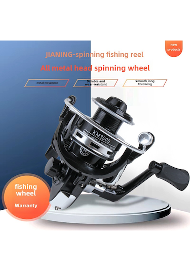 Springsun Tam Metal Kafa Ve Bobinli Km6000 Siyah Spinning Makinesi - Deniz Kamışı İçin Dayanıklı Olta Makinesi Toplu Satış 50 Adet