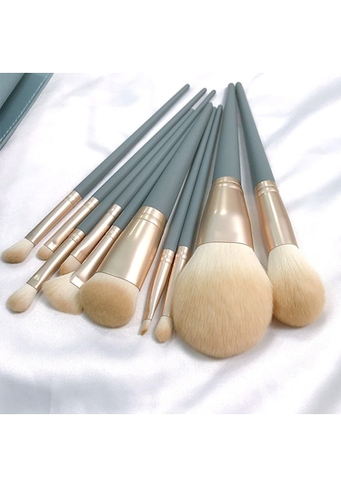 Sones 10 Adet / Set Makyaj Fırçası Mısır İpeği Elyaf Saç Gevşek Pudra Fırçası Yüz Ve Göz Makyaj Fırçası, Stil: Yeşil Silindirli