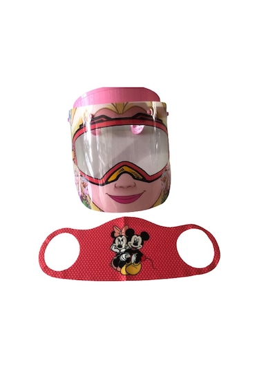 Gürbey Elsa Baskılı Çocuk Siperlik + Mickey Mouse Desenli Çocuk Maske