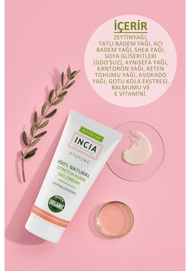 INCIA %100 Doğal Karın Çatlak Jel Kremi Organik Avokado Yağı 75 ML