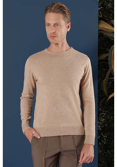 Tr 858 Slim Fit Bej Klasik Triko Bej