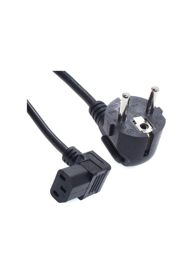 C13 Power Kablosu 90° Derece Dirsek L Uç - Dik Açılı - 1.8 mt