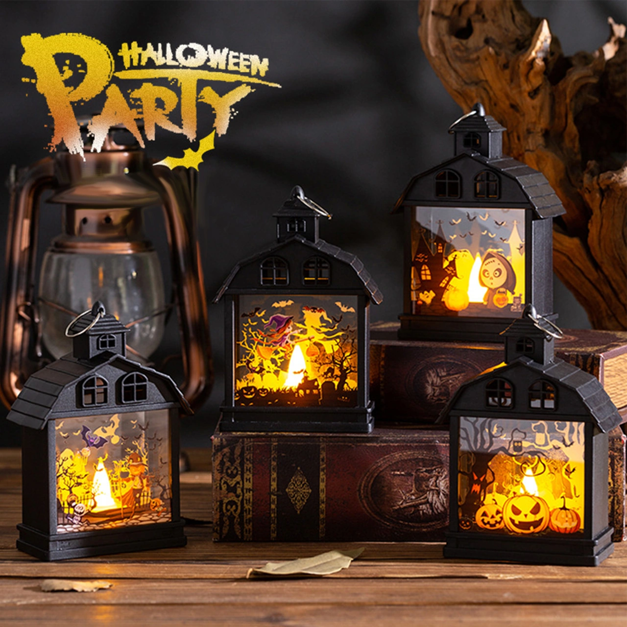 Hombey Korku Atmosferi Oluşturucu Klasik Cadı Evi Lamba: Balkabaklı, Adamk Skeleton, İskelet Dekoratif Partı Aletleri Çok Renkli