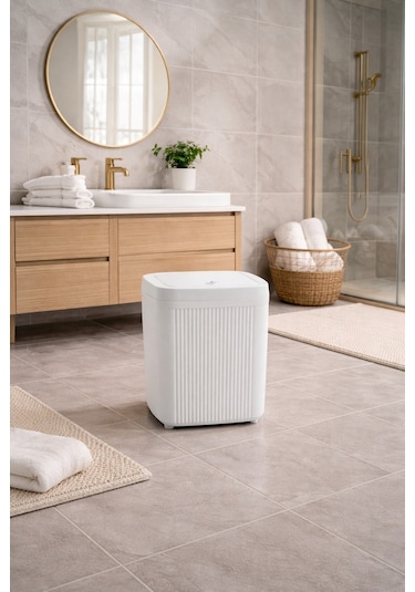 Decorev Banyo Kovası 5 Lt Kare Click Kapaklı Beyaz Beyaz