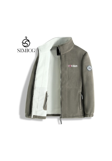 Sonbahar Ve Kış Sıcaklığı İçin Erkek Polar Ceket Haki