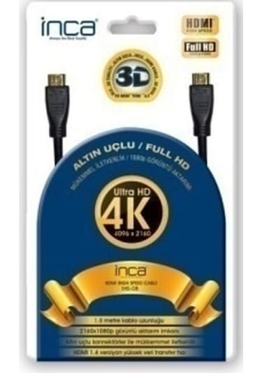 Inca Ihs-08 1.8M Altın Uçlu 4K Ultra Hd 3D Hdmi Kablo