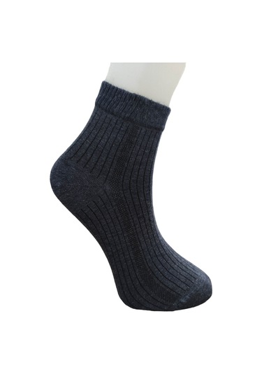 Erkek Dikişsiz 12 Çift Derby Desen Penye Orta Konç Çorap Krem