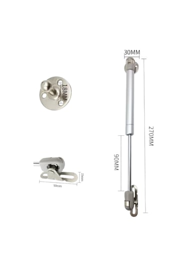 3 Lü Dolap Kapak Pistonu Mutfak Dolabı Gazlı Amortisör 100n 27cm Metalik Gri