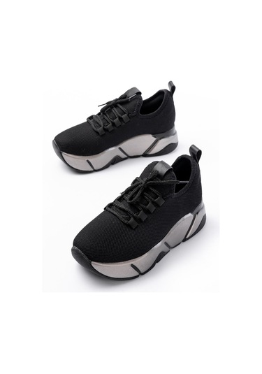 Rs-400 Siyah Bağcıklı Fileli Platin Taban Günlük Kadın Spor Beyaz