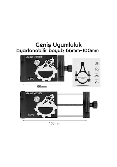 UpWay Alüminyum Bisiklet Motosiklet Universal Ayarlanabilir Cep T