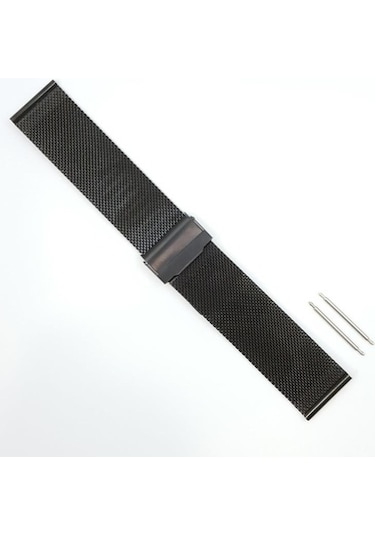 Hasır Kol Saat Kordonu Siyah Çelik Çift Kilit 24 Mm Ø1,90 Mm