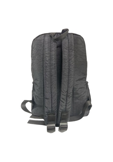 Kaliteli Su Geçirmez Astarlı Krinkıl Kumaş Unisex İki Gözlü Okul Spor Seyahat Sırt Çantası 28x38 Cm Siyah