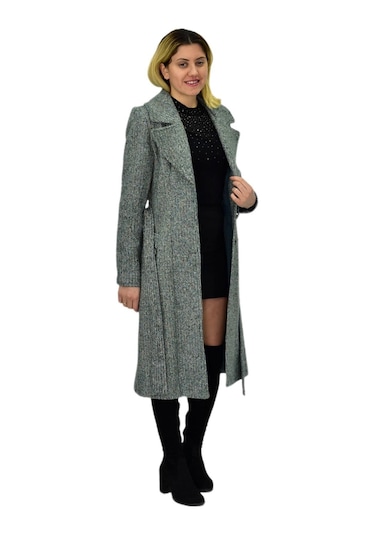 Kadın Pıtırcık Uzun Kaşe Kaban Bgl-st04121 Yeşil