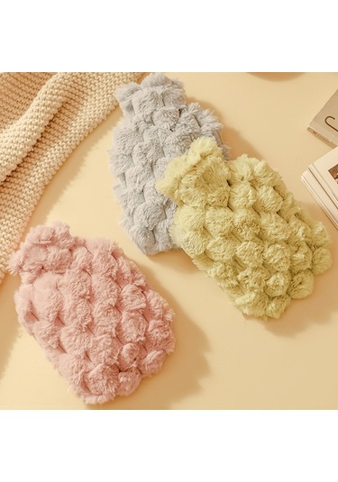 İmitasyon Tavşan Kürkü Su Dolu Pvc Soğuk / Sıcak Kompresler İçin Patlamaya Dayanıklı Sıcak Su Torbası, Renk: Mavi 1000ml