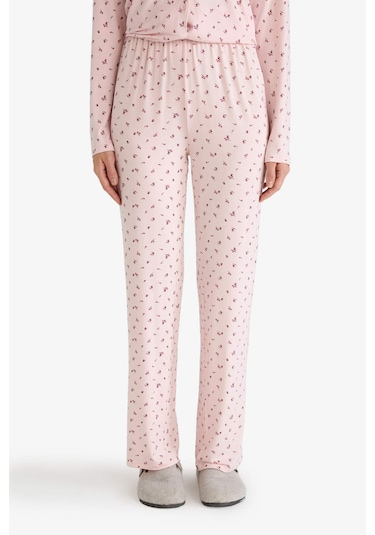 Defacto Pijama Takımı Regular Fit Desenli Uzun Kollu Üst Uzun Alt-fall İn Love G0228ax25aupn364 Pembe-pn364