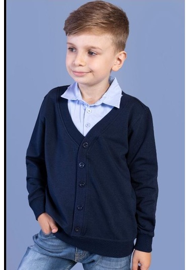 Toontoy Erkek Çocuk Düğmeli Okul Hırka Siyah