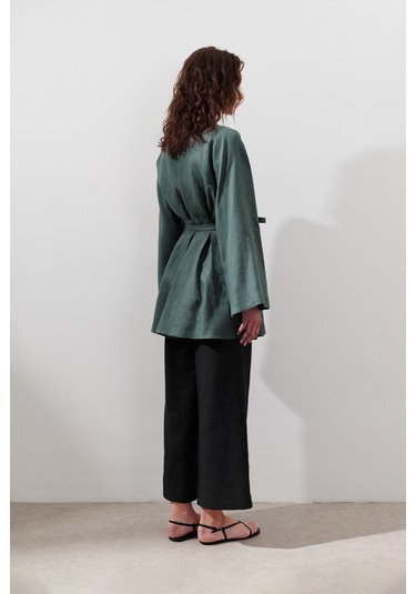 Keten Pensli Tunik Petrol Petrol