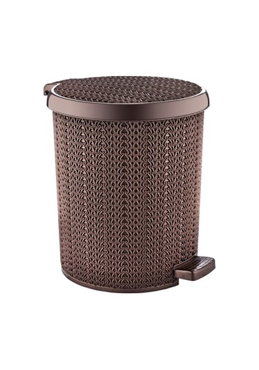 Banyo Wc Çöp Kovası Pedallı Plastik İç Kovalı 10 litre Kahverengi