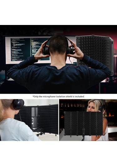 Ruicoo 3-panel Mikrofon Gürültü Engelleyici: Çok Katmanlı Ses Emici, Çevreleyici, Tahta/stant Uyumlu, Taşınabilir, Mikrofon Ve Stant Hariç