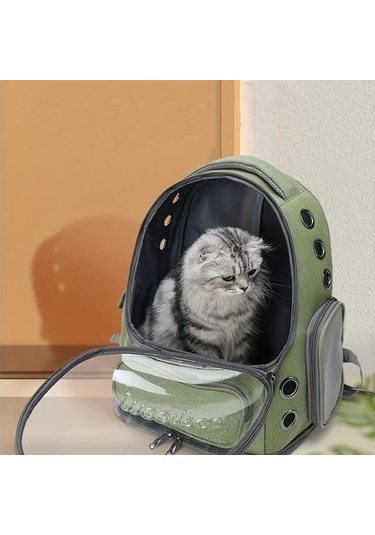 Fochsia Havayolu İçin Polyester Kedi Sırt Çantası, Fermuarlı Nefes Alabilir Evcil Hayvan Seyahat Çantası, Kaki