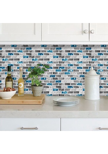 Qingmipy Suya Dayanıklı 3b Mermer Duvar Kağıdı - Mutfak Dekoru İçin Yapışkanlı Duvar Sticker Çok Renkli