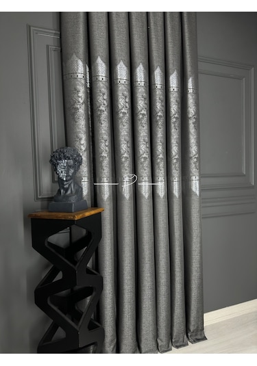 Fon Perde Pano Fonluk Nilo Desen - Antrasit-gri Çok Renkli