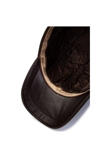 Tamer Tanca Erkek Hakiki Deri Kahverengi Şapka 524 Emr Beyzbol Sapka Kahve Koyu Kahve